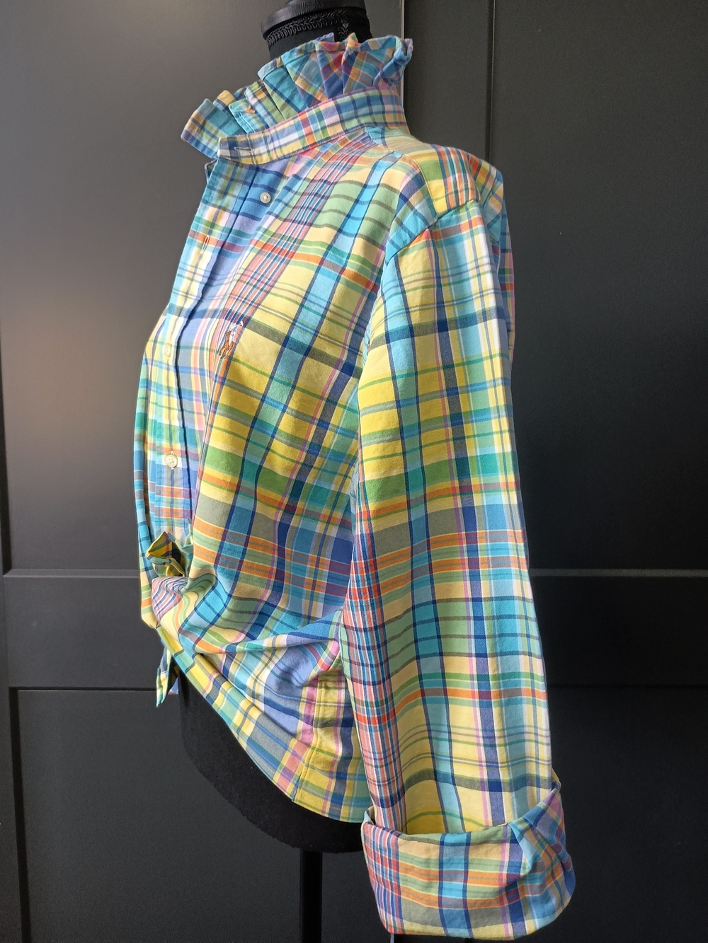 Upcycled Women's Ralph Lauren Ruffled Collar Shirt #135